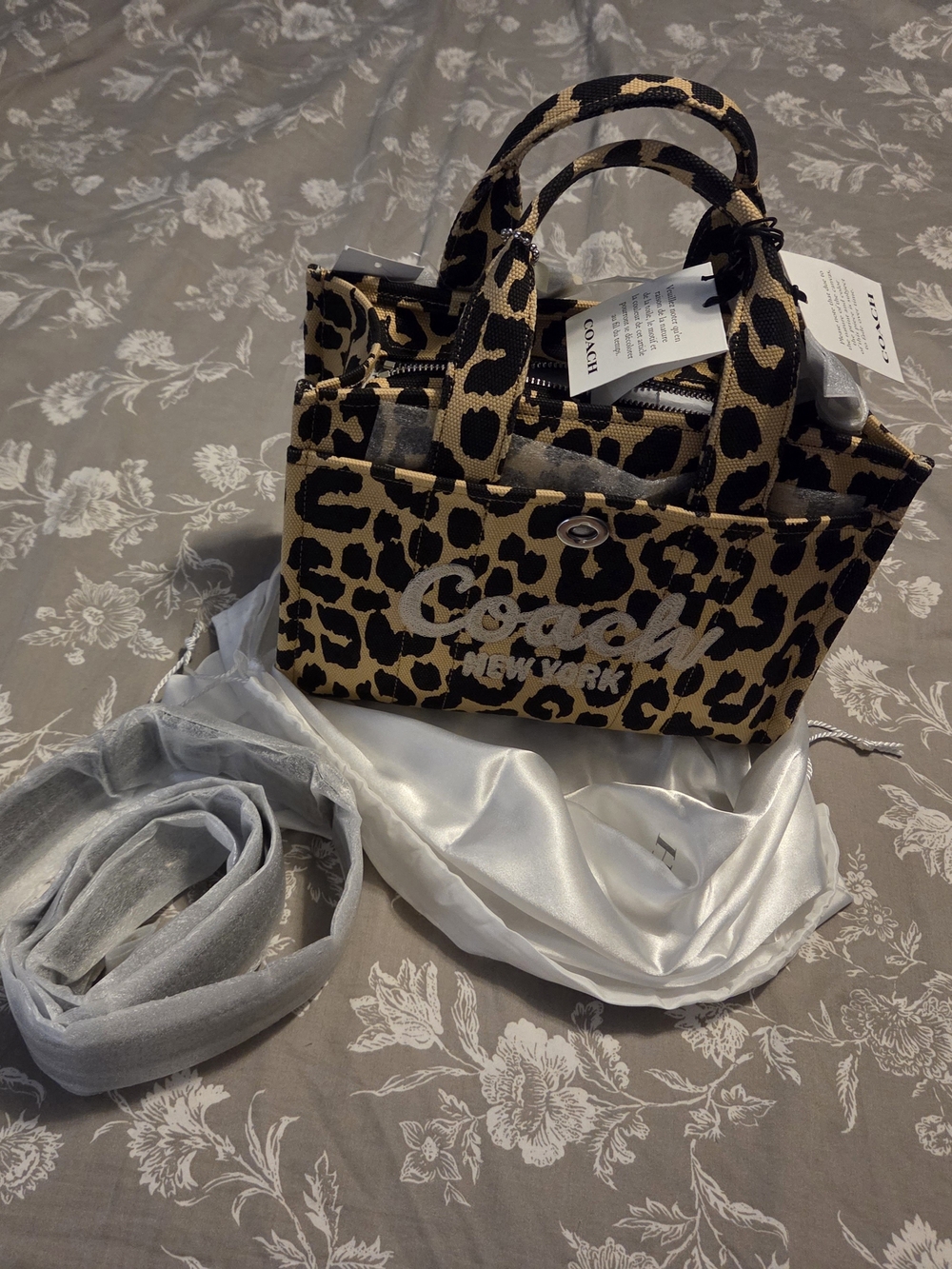 Coach Leopard-Print Canvas Mini Tote - Tan & Black - Picture 1 of 4